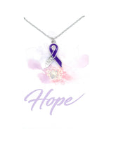 Load image into Gallery viewer, Purple Ribbon Necklace Pendant on Hope Card
