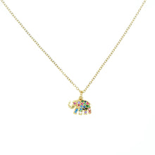 Load image into Gallery viewer, Elephant Necklace with Multicolored Zirconia