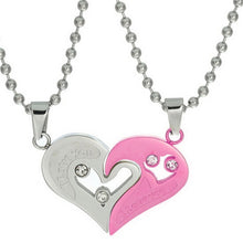 Load image into Gallery viewer, Pink Heart Puzzle Necklace Heart on Friendship Wish Card