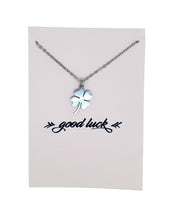Load image into Gallery viewer, Clover Stainless Steel Necklace Wish Card
