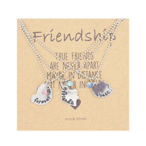 Best Friends Pendant Necklace for 3 on Friendship Card