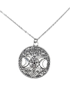 Tree of Life Triple Moon Goddess Necklace