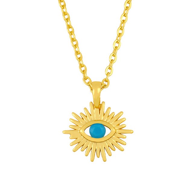 Evil Eye Sun Gold Necklace
