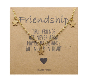 Gold Star Pendant Necklace on Friendship Card