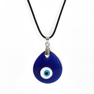 Evil Eye Necklace Blue Glass Teardrop Pendant