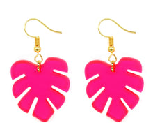 Load image into Gallery viewer, Palm Leaf Acrylic Drop Earrings
