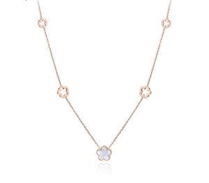 Flower Rose Gold-Tone Stainless Steel Necklace
